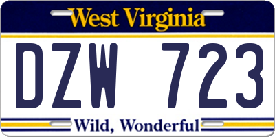 WV license plate DZW723