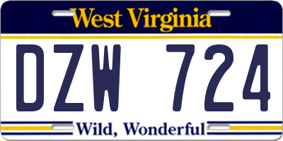 WV license plate DZW724