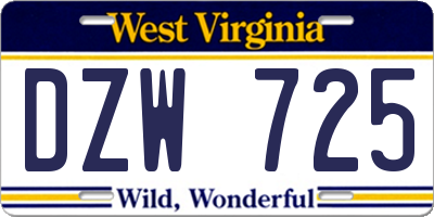 WV license plate DZW725