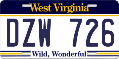 WV license plate DZW726