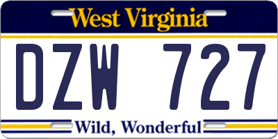 WV license plate DZW727