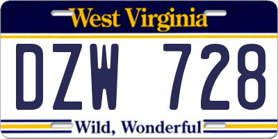 WV license plate DZW728