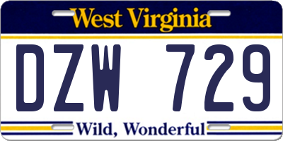 WV license plate DZW729