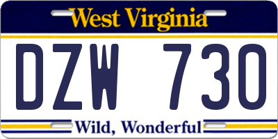 WV license plate DZW730