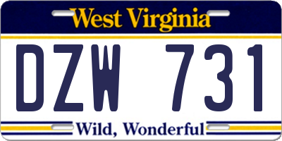 WV license plate DZW731