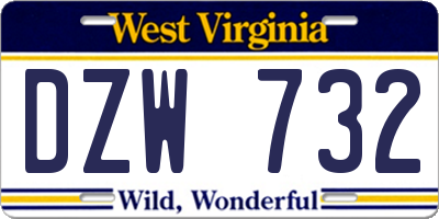 WV license plate DZW732