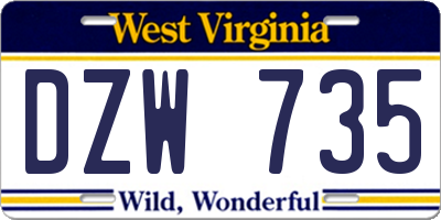 WV license plate DZW735