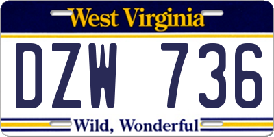 WV license plate DZW736