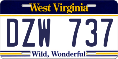 WV license plate DZW737