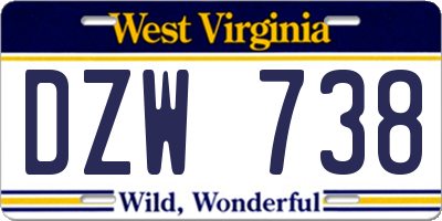 WV license plate DZW738