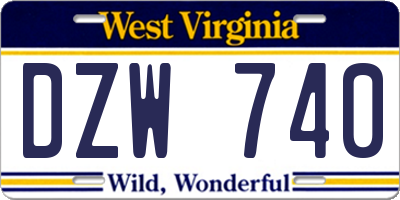 WV license plate DZW740