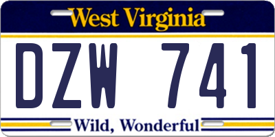 WV license plate DZW741