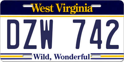 WV license plate DZW742