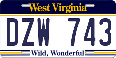 WV license plate DZW743