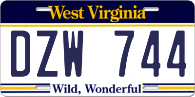 WV license plate DZW744