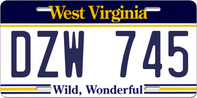 WV license plate DZW745