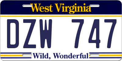 WV license plate DZW747