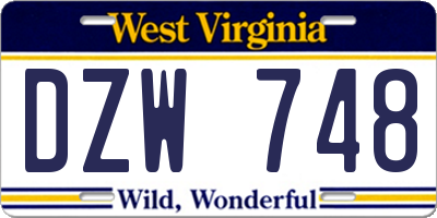 WV license plate DZW748