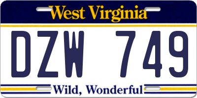 WV license plate DZW749