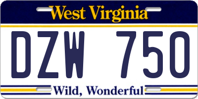 WV license plate DZW750