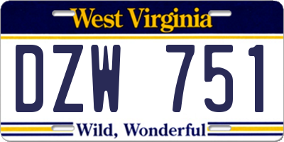 WV license plate DZW751