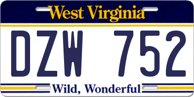 WV license plate DZW752