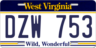 WV license plate DZW753