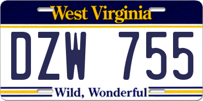 WV license plate DZW755