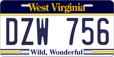 WV license plate DZW756