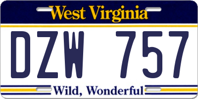 WV license plate DZW757