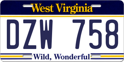 WV license plate DZW758