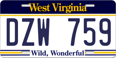 WV license plate DZW759