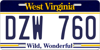 WV license plate DZW760