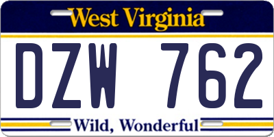 WV license plate DZW762