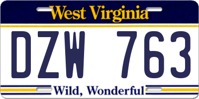 WV license plate DZW763