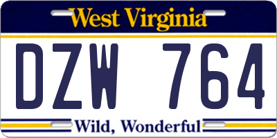 WV license plate DZW764