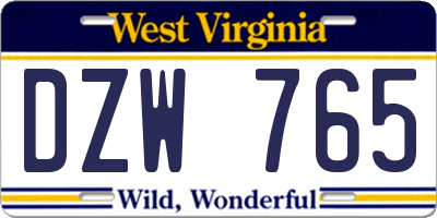 WV license plate DZW765