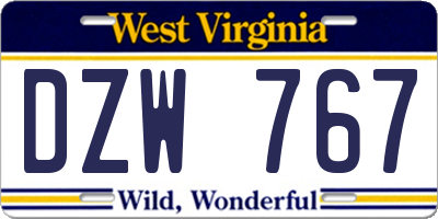 WV license plate DZW767