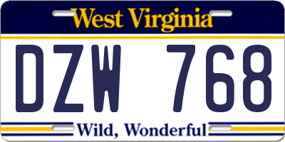 WV license plate DZW768