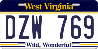 WV license plate DZW769