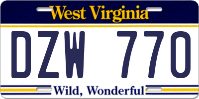 WV license plate DZW770