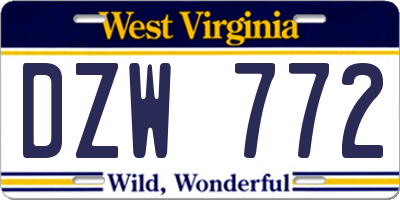 WV license plate DZW772