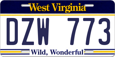 WV license plate DZW773