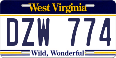 WV license plate DZW774