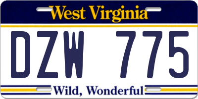 WV license plate DZW775