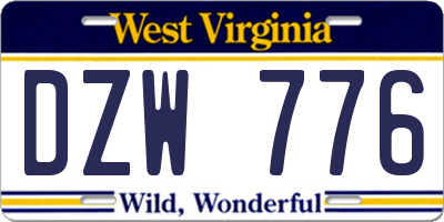 WV license plate DZW776