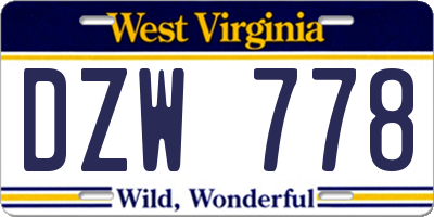 WV license plate DZW778