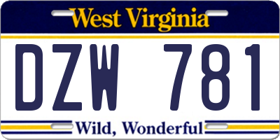 WV license plate DZW781