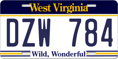 WV license plate DZW784