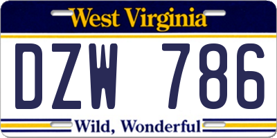 WV license plate DZW786